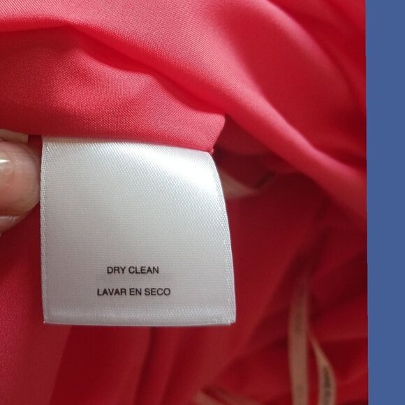 Anne Klein Sleeveless A-Line Dress V-Neck Back Zip Coral  linen Size Small - Picture 9 of 10